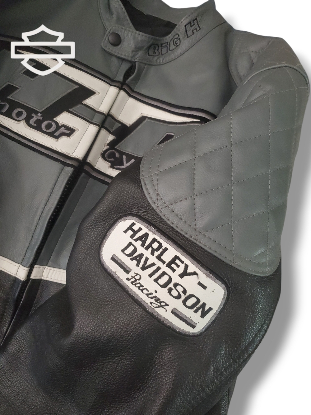 Harley-Davidson Road King Black and Gray Leather Riding Jacket - Picture 10 of 15